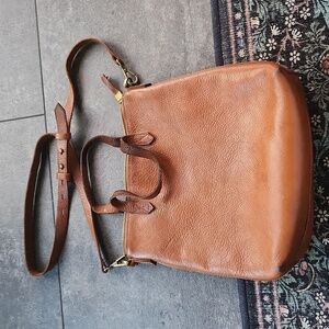 Madewell small/mini transport zip tote in English saddle
